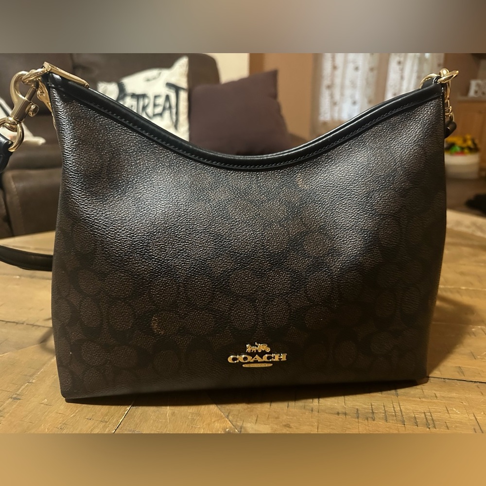 Coach Dark Brown and Black Shoulder Bag